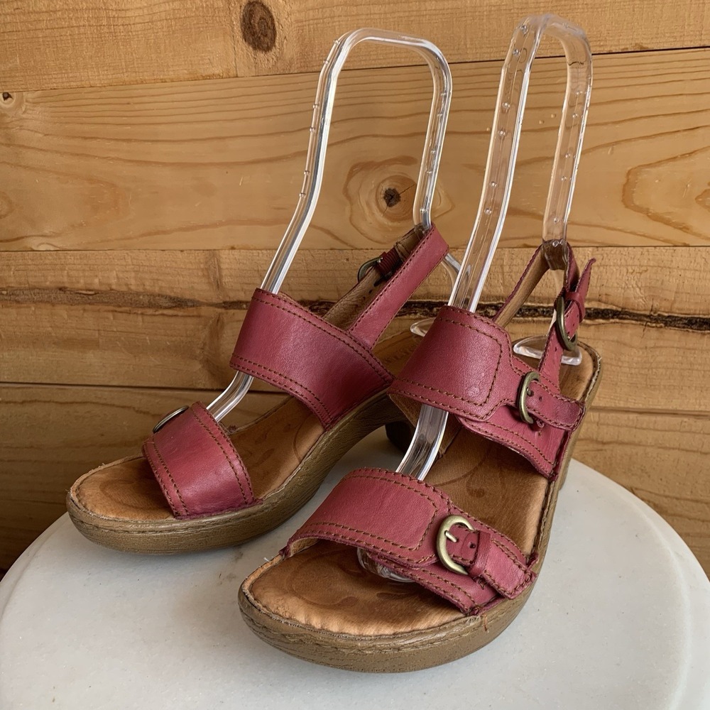 Born Timia Sandals Woman's EU 40.5 US 9 Leather Pink Raspberry Slingback Summer - Picture 3 of 6